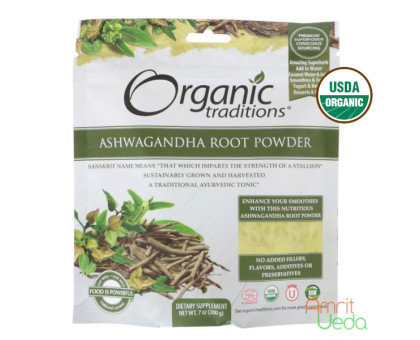 Ashwagandha root 粉末 Organic Traditions, 200 グラム