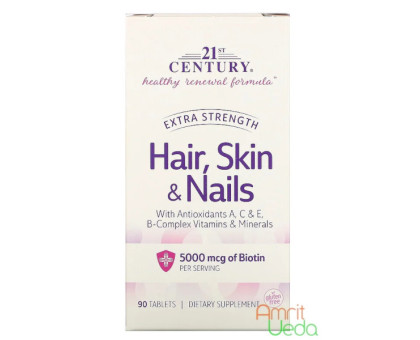 Hair, skin & nails Extra strength 21st Century, 90 錠剤