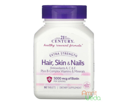 Hair, skin & nails Extra strength 21st Century, 90 錠剤