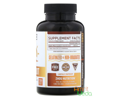 Peruvian Maca 1000 mg Zhou Nutrition, 120 カプセル