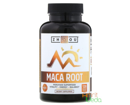 Peruvian Maca 1000 mg Zhou Nutrition, 120 カプセル