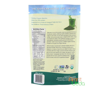 Spirulina 粉末 Earth Circle Organics, 113 グラム